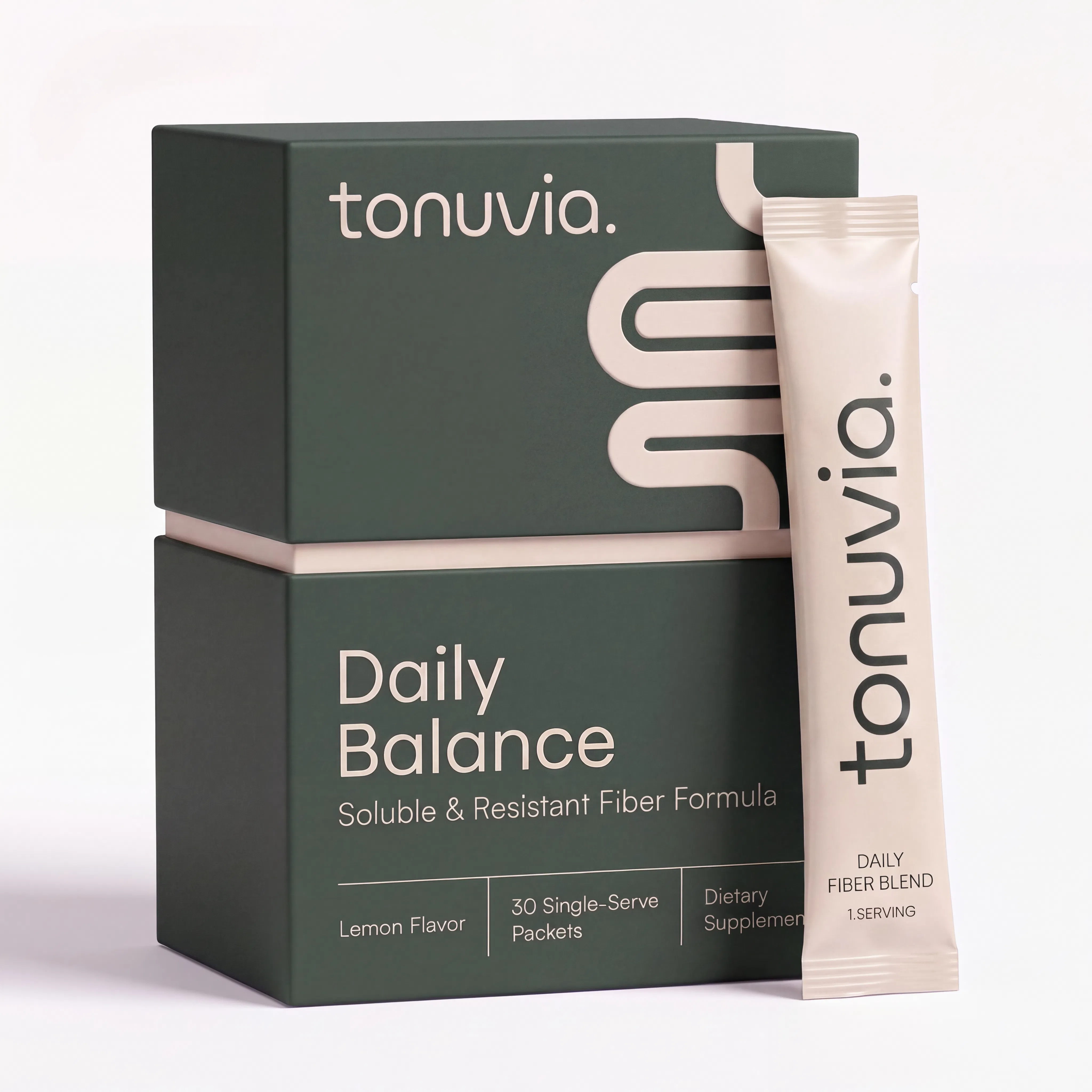 Tonuvia Daily Balance box and single-serve packet.